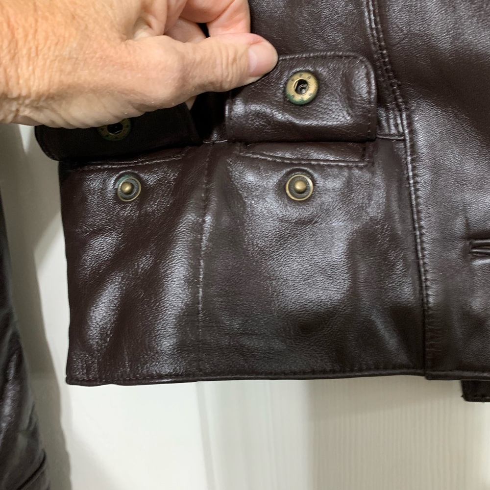 Metro 7 Brown Leather Ladies Jacket Size 2 - Picture 6 of 6